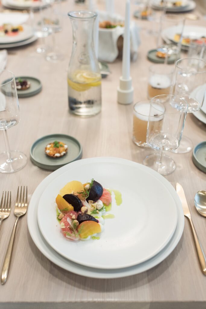 colourful tomato salad on a white plate