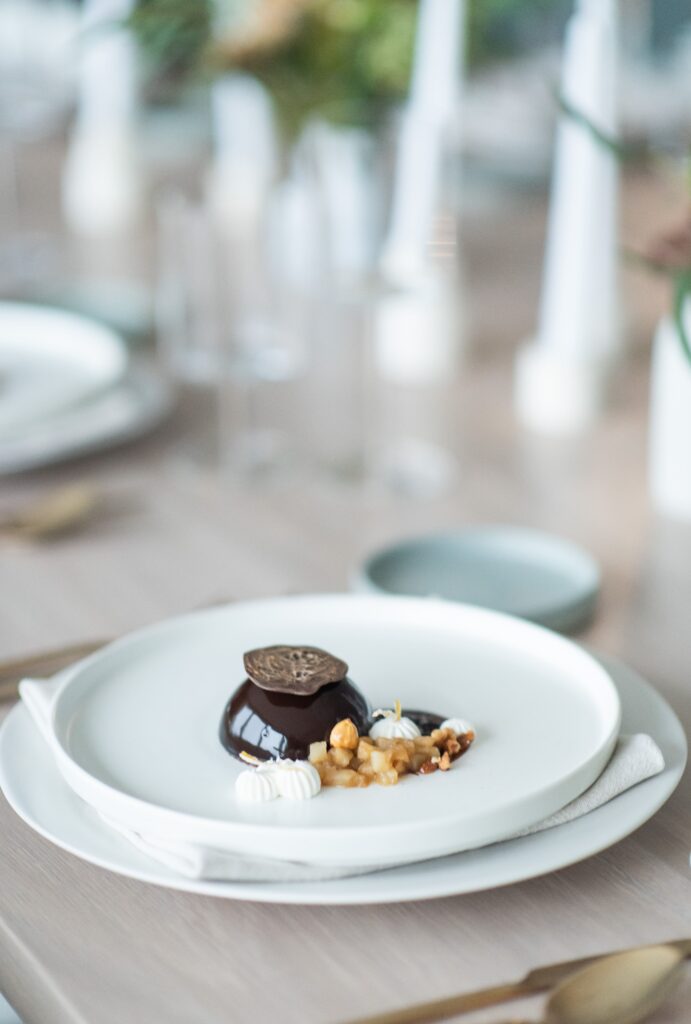 Chocolate dome desert with wax seal topper